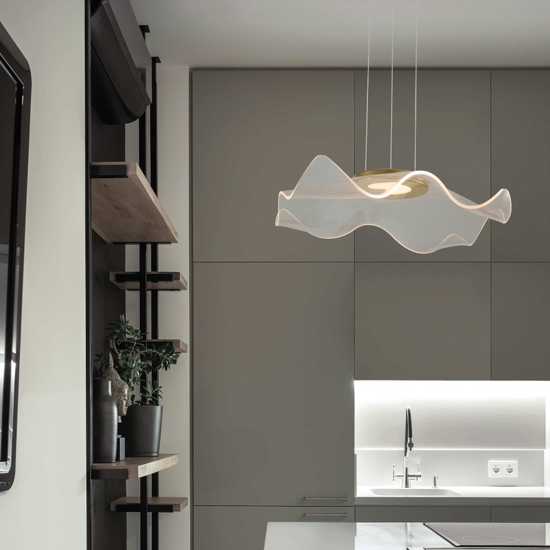 Lampadario oro per cucina moderna fazzoletto trasparente