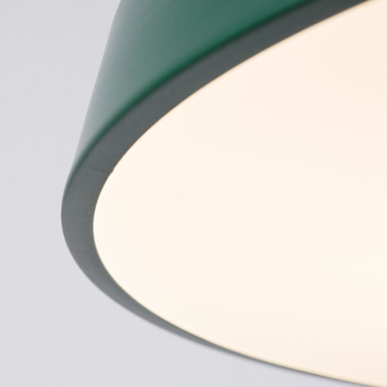Lampadario verde tondo piatto circolare per tavolo cucina moderna