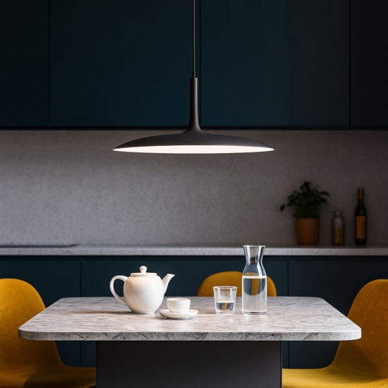 Lampadario da cucina disco nero led 16w 3000k design