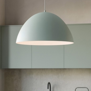 Lampadario cupola metallo celeste 50cm per cucina