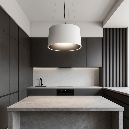 Lampadario cono bianco nero led 24w 3000k per cucina moderna