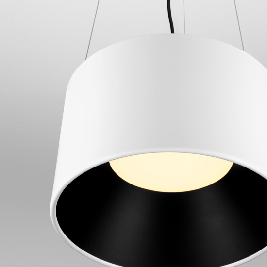Lampadario cono bianco nero led 24w 3000k per cucina moderna