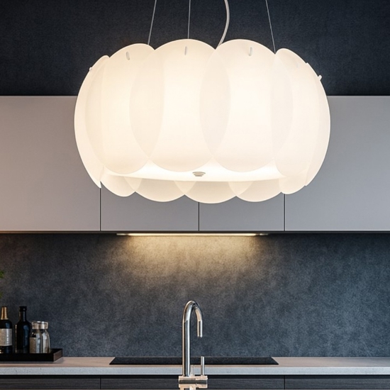 Ovalino sp5 lampadario di vetro satinato ideal lux