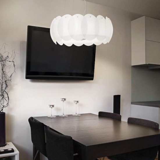 Ovalino sp5 lampadario di vetro satinato ideal lux