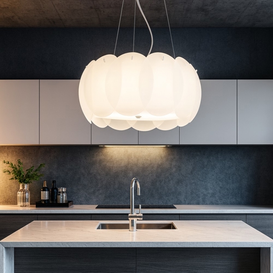 Ovalino sp5 lampadario di vetro satinato ideal lux