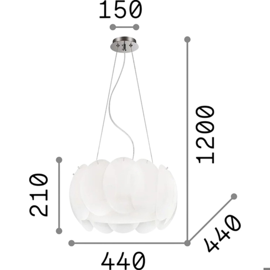 Ovalino sp5 lampadario di vetro satinato ideal lux