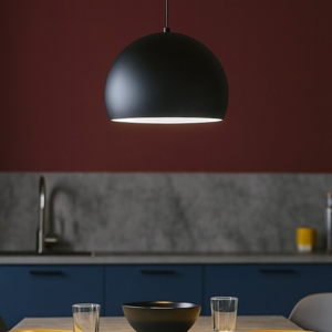 Visualizza i dettagli per Lampadario da cucina a cupola nero oro cavi regolabili Lampadario da cucina a cupola nero oro cavi regolabili