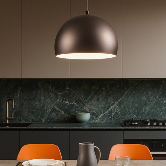 Lampadario per tavolo da cucina a cupola marrone cavi regolabili