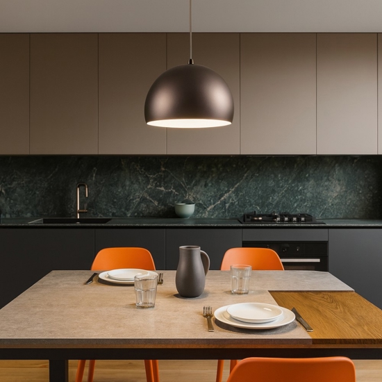 Lampadario per tavolo da cucina a cupola marrone cavi regolabili