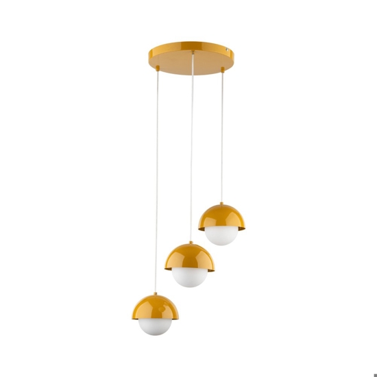 Lampadario per cucina moderna 3 luci pendenti a cupola ocra