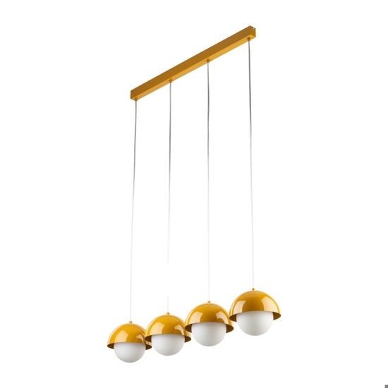 Lampadario per cucina moderna 4 luci pendenti a cupola ocra