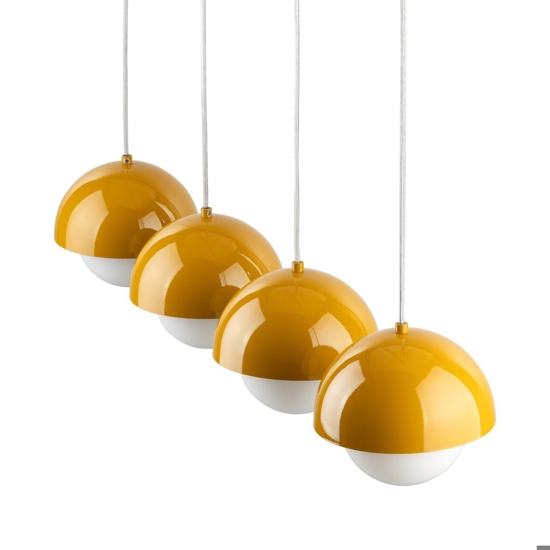 Lampadario per cucina moderna 4 luci pendenti a cupola ocra