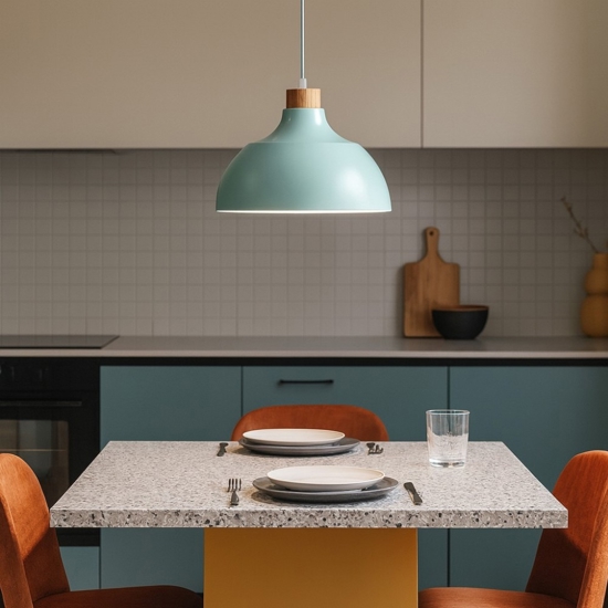 Lampadario per cucina moderna menta a campana 34 cm