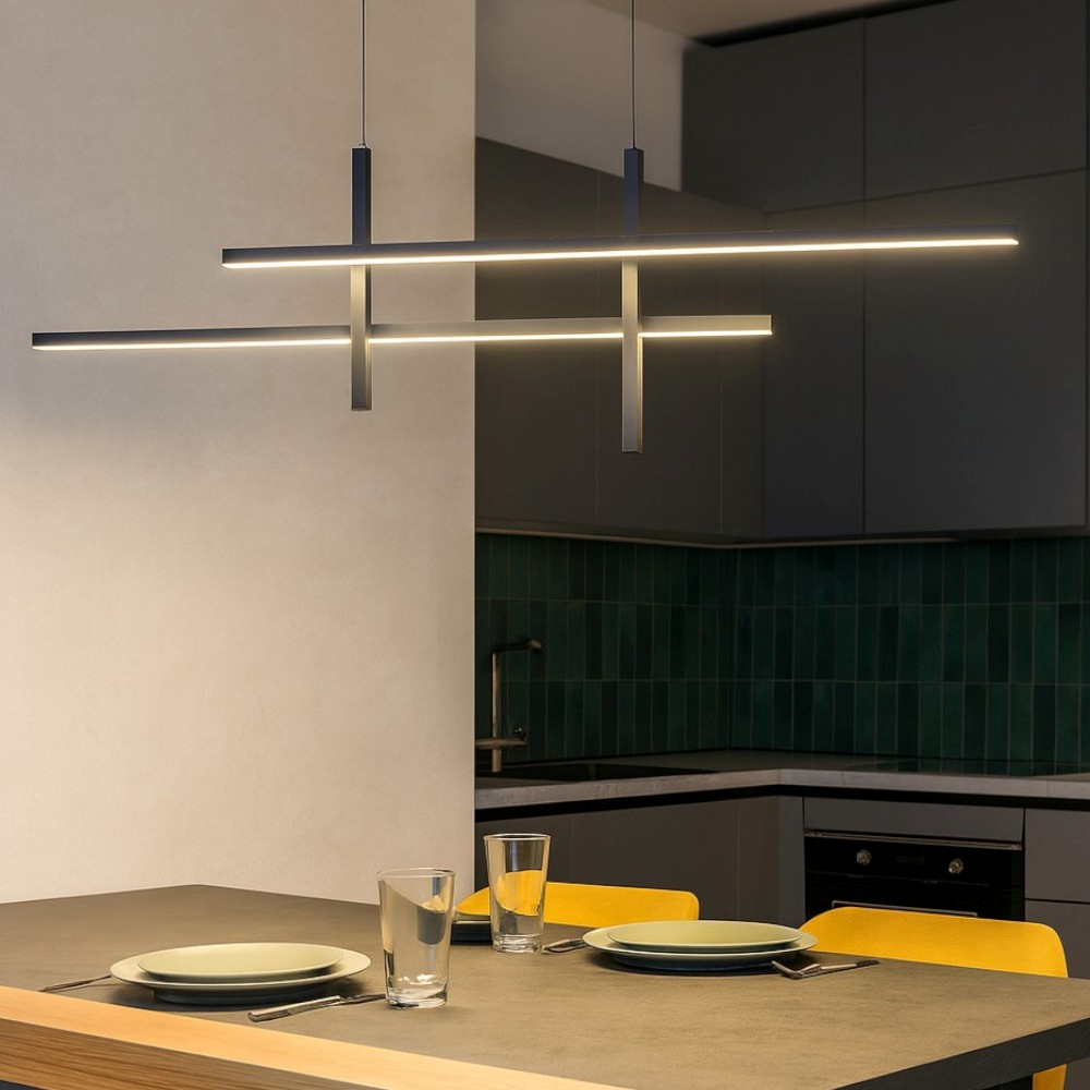 Lampadario A Sospensione LED 38W 2240LM – Design Astratto A Loop, Luce Naturale 4000K, In Alluminio E PVC, Per Cucina E Soggiorno