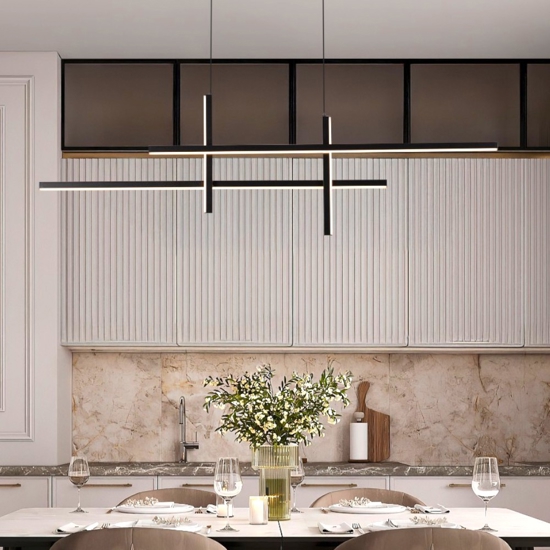 Lampadario da cucina moderno led 3200k minimalista nero