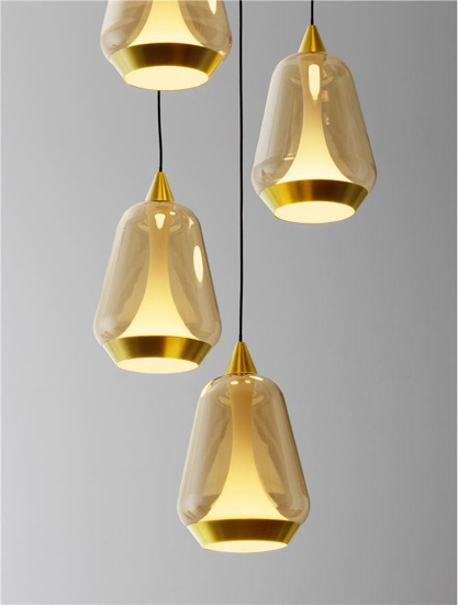 Lampadario per tavolo da pranzo cucina 5 luci vetro ottone led 3000k