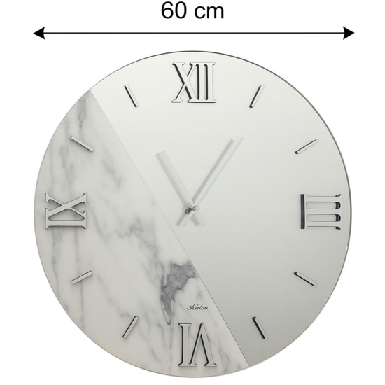 Orologio da muro moderno design rotondo specchio e marmo laminato 60cm