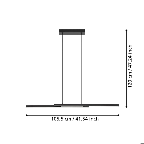 Fraioli z eglo lampadario per cucina colore nero led rgb 2700k a 6500k
