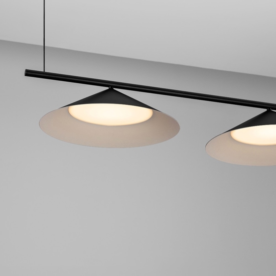 Lampadario da cucina nero minimal 2 luci led 3000k