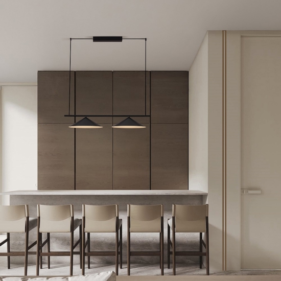 Lampadario da cucina nero minimal 2 luci led 3000k