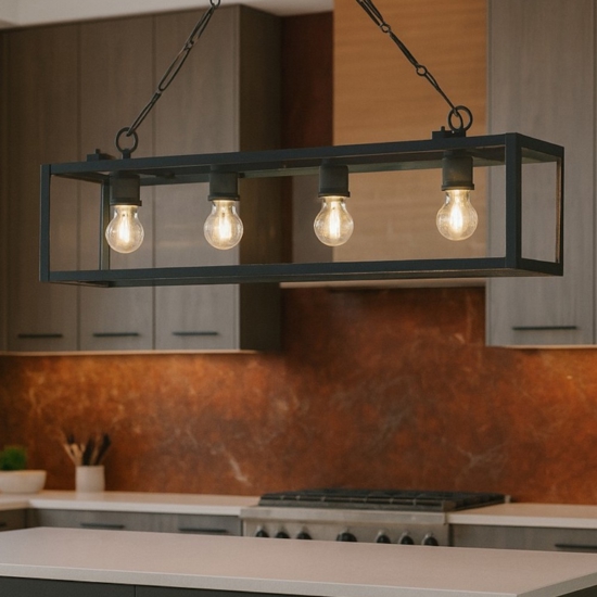 Igor sp4 ideal lux lampadario lanterna per cucina rustica nero