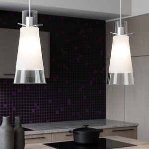 Lampadario per cucina con decentramento toplight cone 2 luci in vetro
