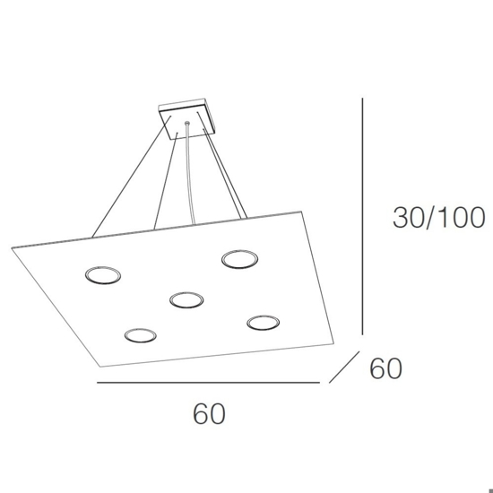 Top light area lampadario da cucina quadrato grigio