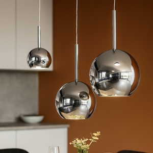 Lampadario per isola cucina pendenti sfere cromo