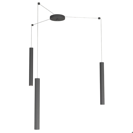 Lampadario da cucina cilindri antracite con decentramento