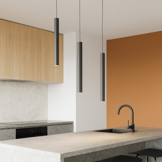 Lampadario da cucina cilindri antracite con decentramento