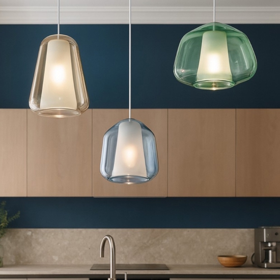 Lampadario da cucina moderna vetri multicolor toplight
