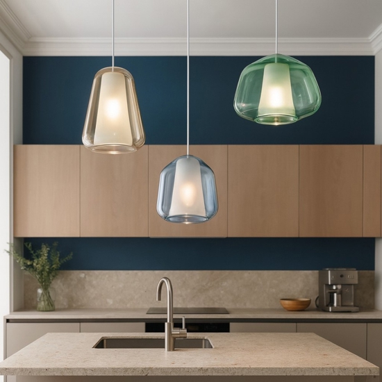 Lampadario da cucina moderna vetri multicolor toplight