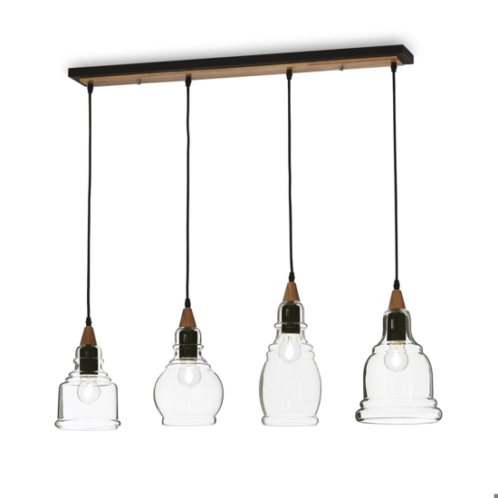 Ideal lux gretel sp4 lampadario da cucina 4 vetri trasparenti