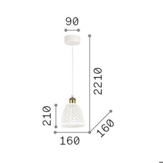 Lugano sp1 d16 ideal lux lampada a sospensione da cucina ceramica bianca 16cm cavo tessuto
