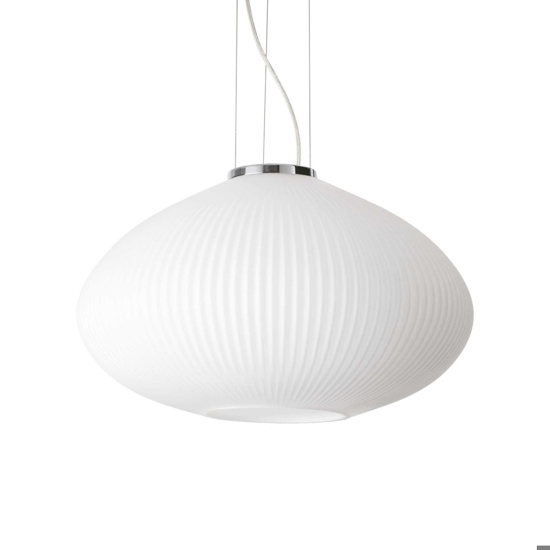 Plisse' sp1 d45 ideal lux lampadario da cucina vetro decorato cavo regolabile