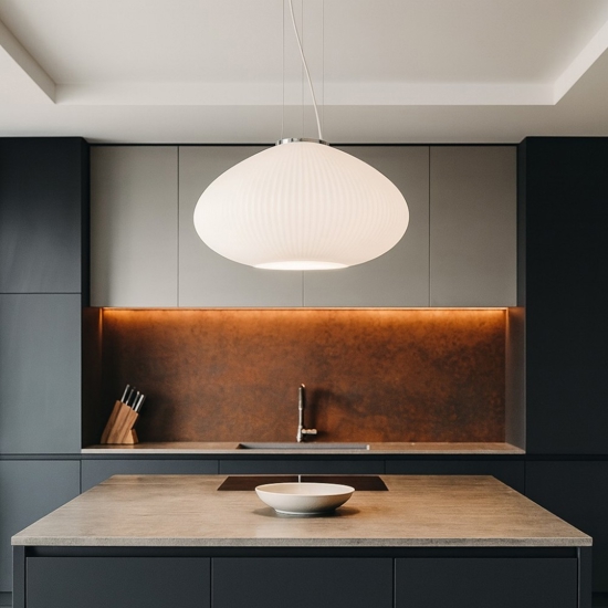 Plisse' sp1 d45 ideal lux lampadario da cucina vetro decorato cavo regolabile