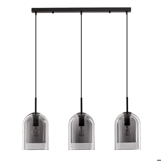 Lampadario per tavolo da cucina 3 vetri fume pendenti
