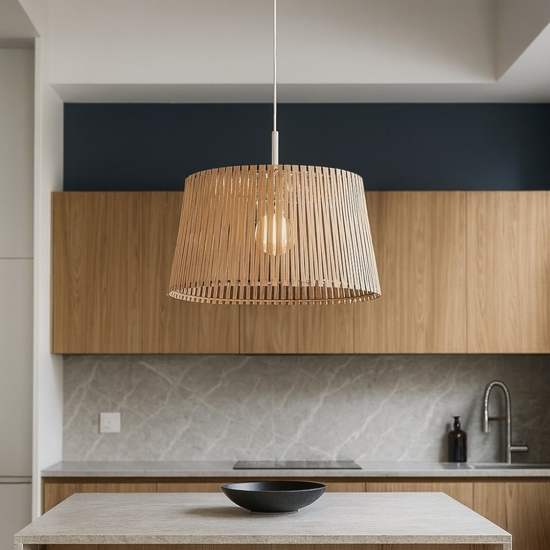 Sendero eglo lampadario cucina paralume traforato in legno