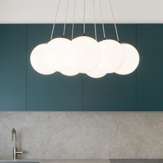 Lampadario bronzo vivida pearl 7 luci bianche per tavolo cucina led 36w 3000k