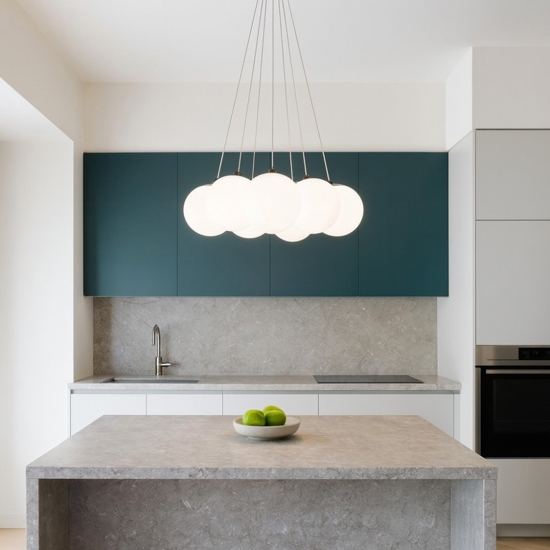 Lampadario bronzo vivida pearl 7 luci bianche per tavolo cucina led 36w 3000k