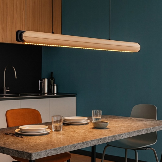 Lampadario orizzontale per tavolo cucina oro led 55w 3000k vivida blade