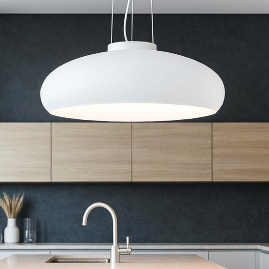 Aria sp1 ideal lux lampadario da cucina moderna cupola vetro bianco schiacciata