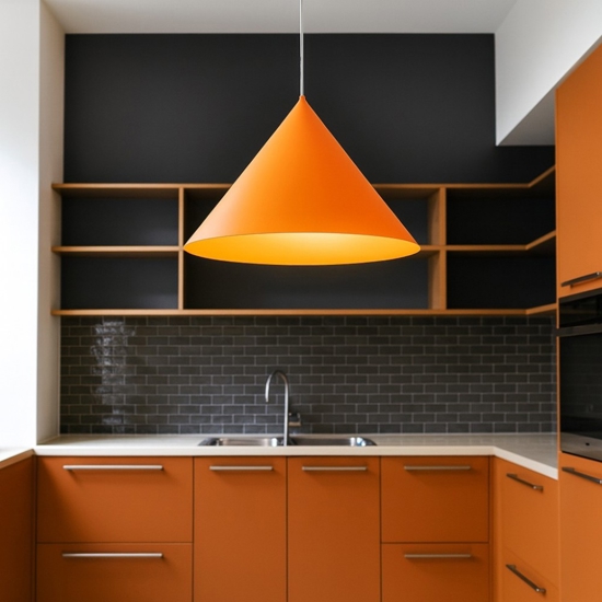 Lampadario per cucina moderna cono arancione 50cm