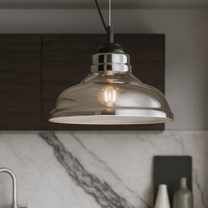 Visualizza i dettagli per Ideal lux bistro sp1 plate lampadario per cucina vetro grigio fumo Ideal lux bistro sp1 plate lampadario per cucina vetro grigio fumo