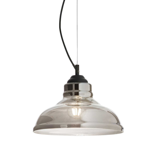 Ideal lux bistro sp1 plate lampadario per cucina vetro grigio fumo