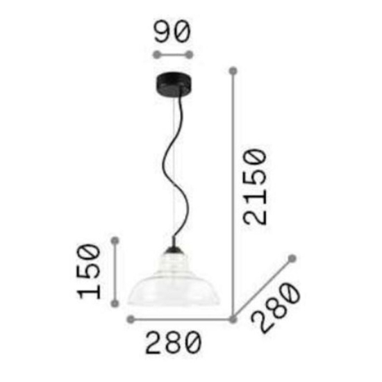 Ideal lux bistro sp1 plate lampadario per cucina vetro grigio fumo