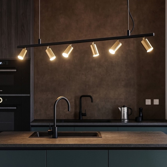 Dynamite sp6 ideal lux lampadario luci orientabili nero oro