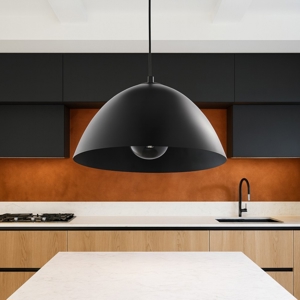 Lampadario cupola di metallo nero 34cm per cucina