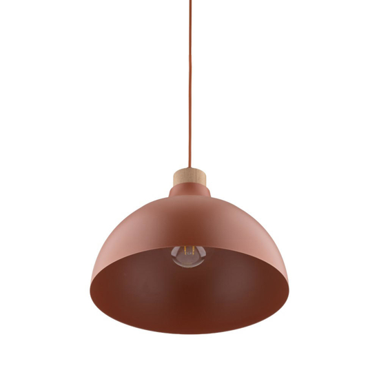 Lampadario per cucina cupola colore mattone legno pino