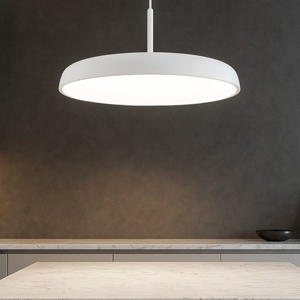 Visualizza i dettagli per Lampadario per tavolo cucina disco bianco led 40w dimmerabile 3000k Lampadario per tavolo cucina disco bianco led 40w dimmerabile 3000k